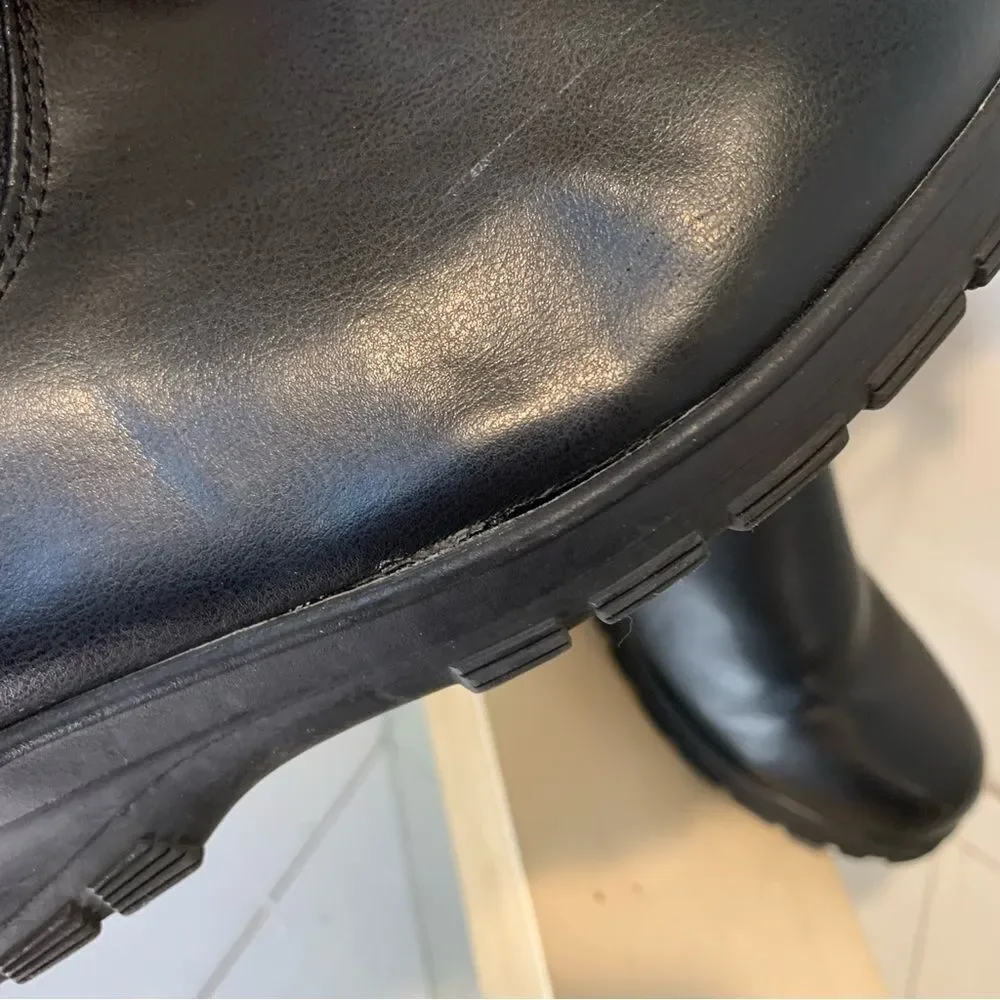 Khombu Bungee Women's Insulated Waterproof Black Leather Boots Size 9